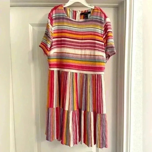 Forever 21 Short Sleeve Ruffle Striped Flounce Boho Dress, size Small - Picture 1 of 3